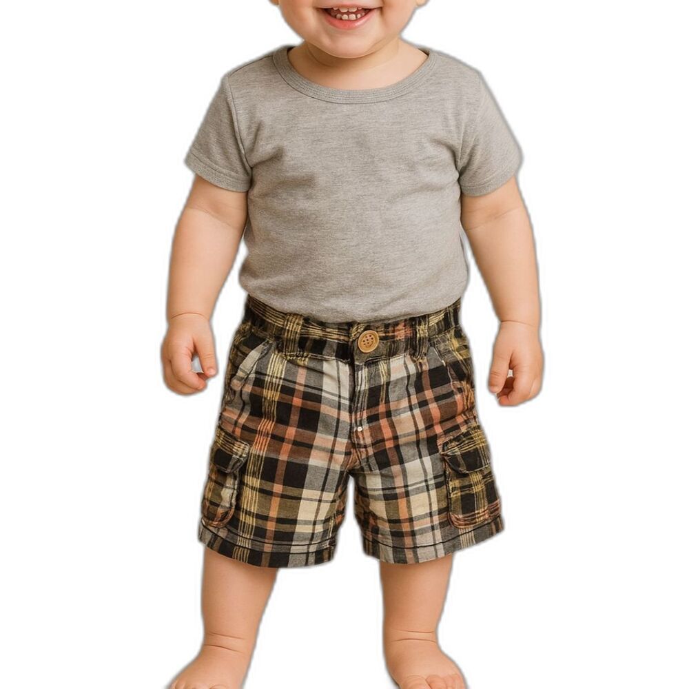 🔥 5 for $30 🔥 GAP Boys Plaid Cargo Shorts | Size 12-18M